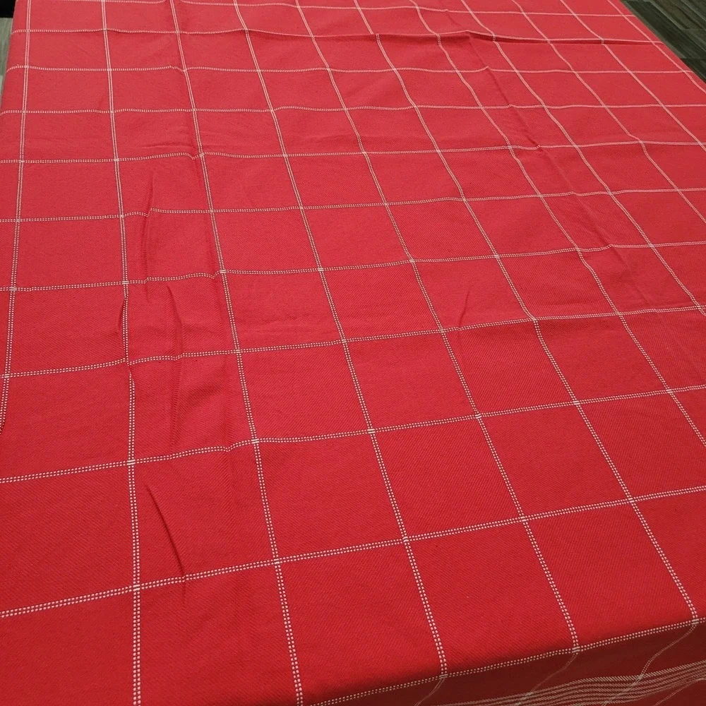 Williams Sonoma 70x90 Tablecloth w/ 4 Matching Napkins Red White Picnic Spring